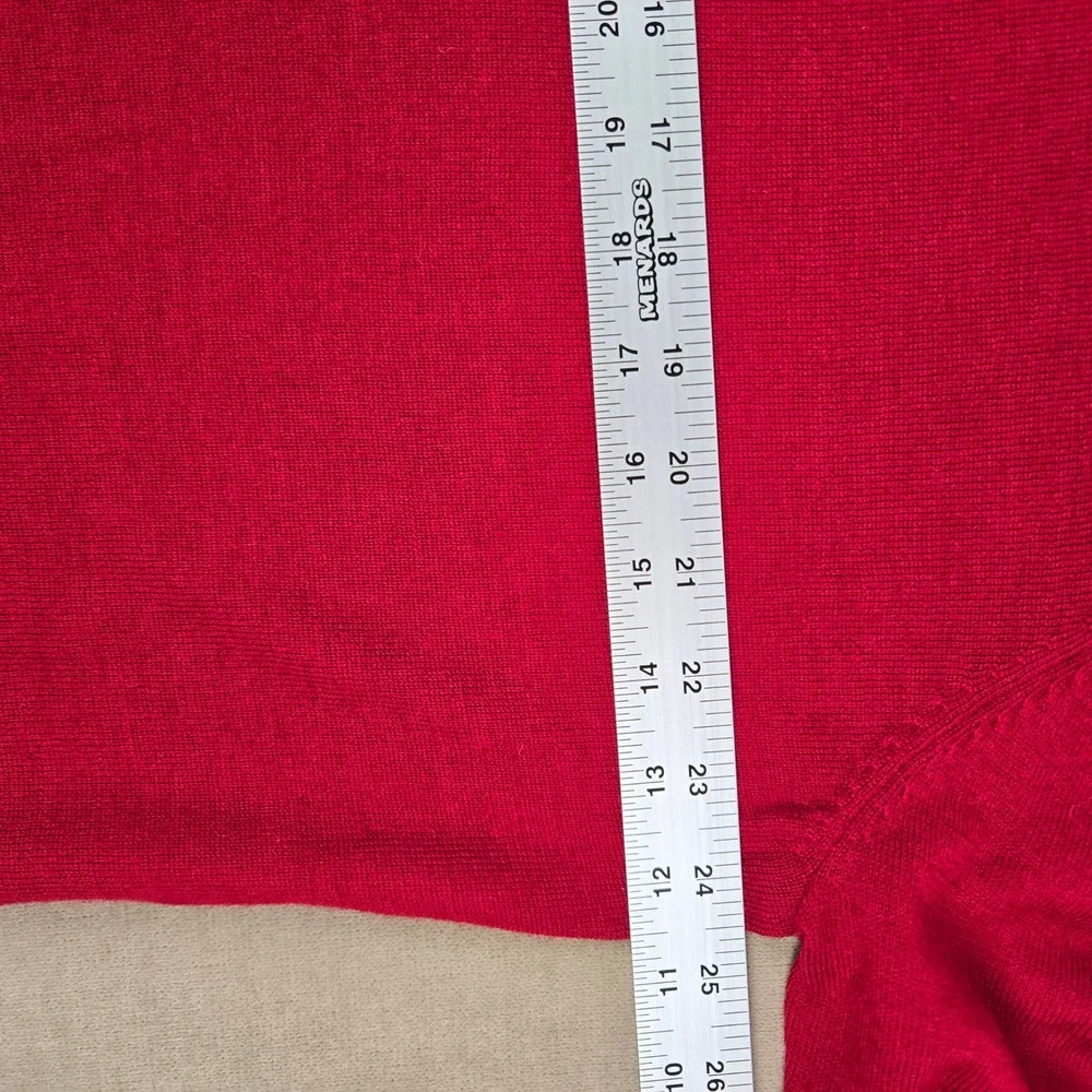 Turnbury Mens XL Red Extra Fine Merino Wool Long Sleeve 1/4 button Polo Sweater